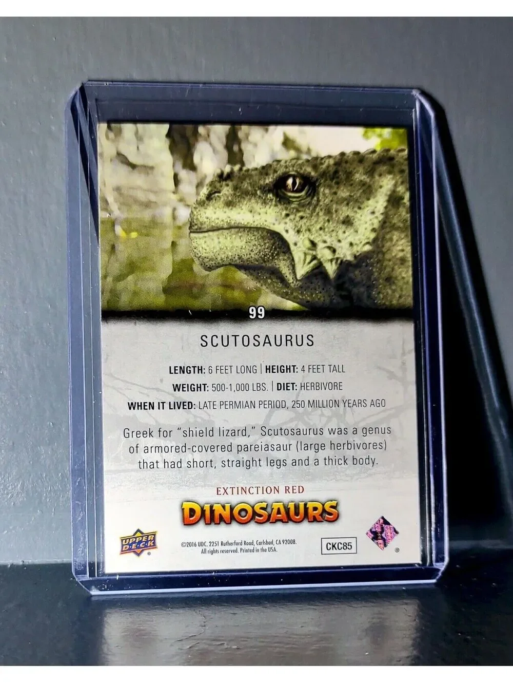 2015 Upper Deck Dinosaurs Scutosaurus Extinction Red Parallel #99 Card